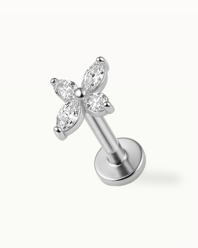 Titan-Blumenpiercing mit Kristallen - Isla