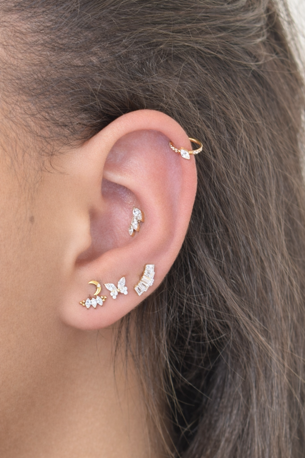 Titanium Marquise Crystal Ring Piercing - Lani