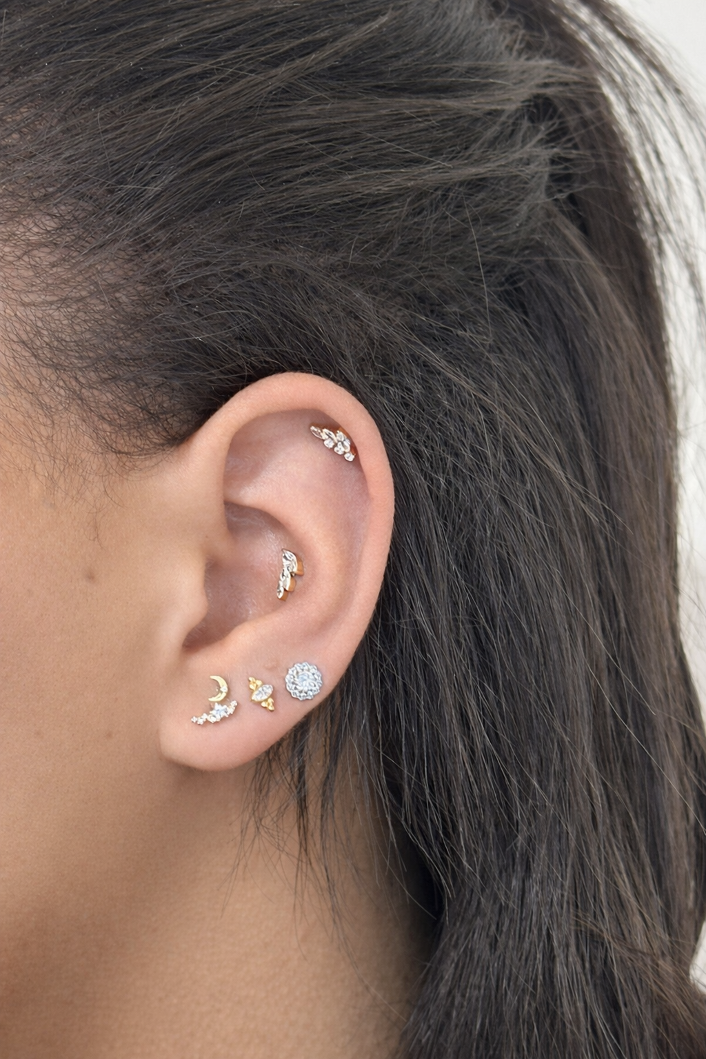 Titanium Marquise Crystal Piercing with Balls - Claire