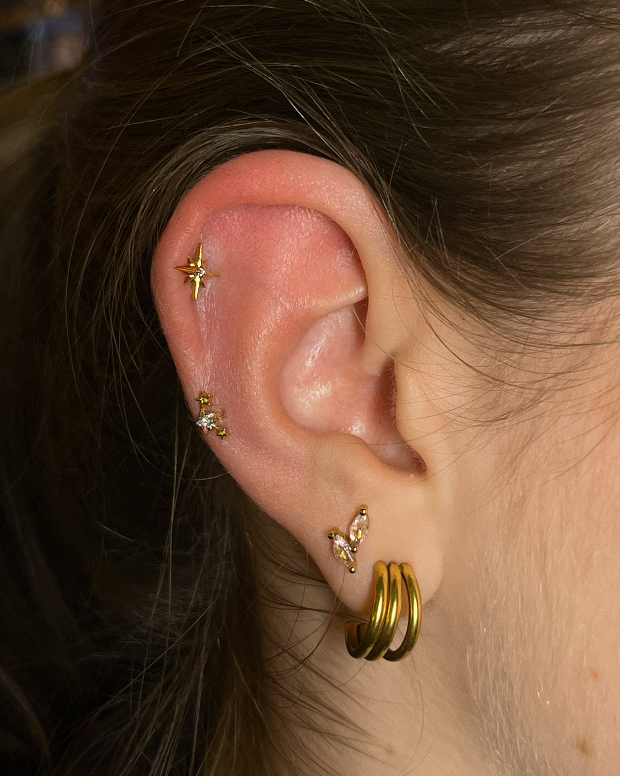 Titanium Piercing with Star and Crystal - Margot