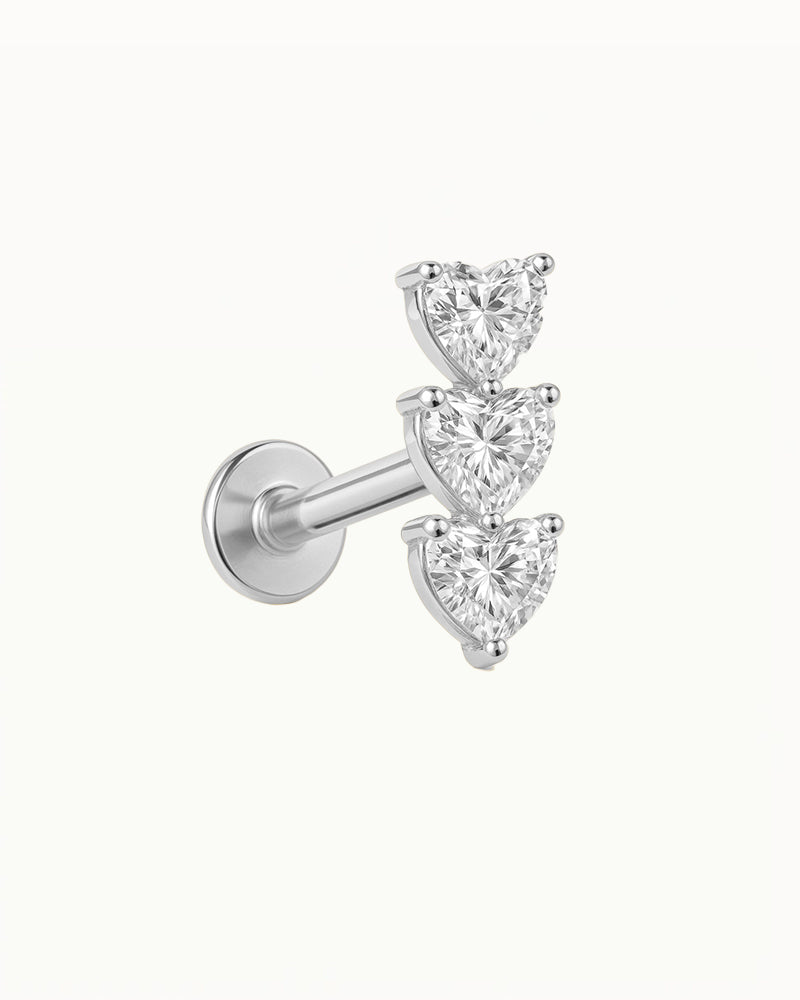 Titan-Piercing mit Kristallherzen - Mohnblume