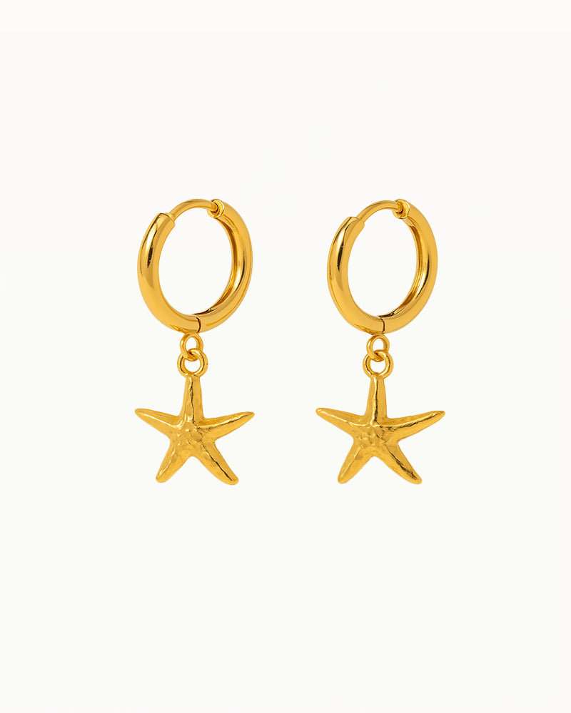 Boucles d'oreilles dorées avec pendentif étoile de mer - Sterre