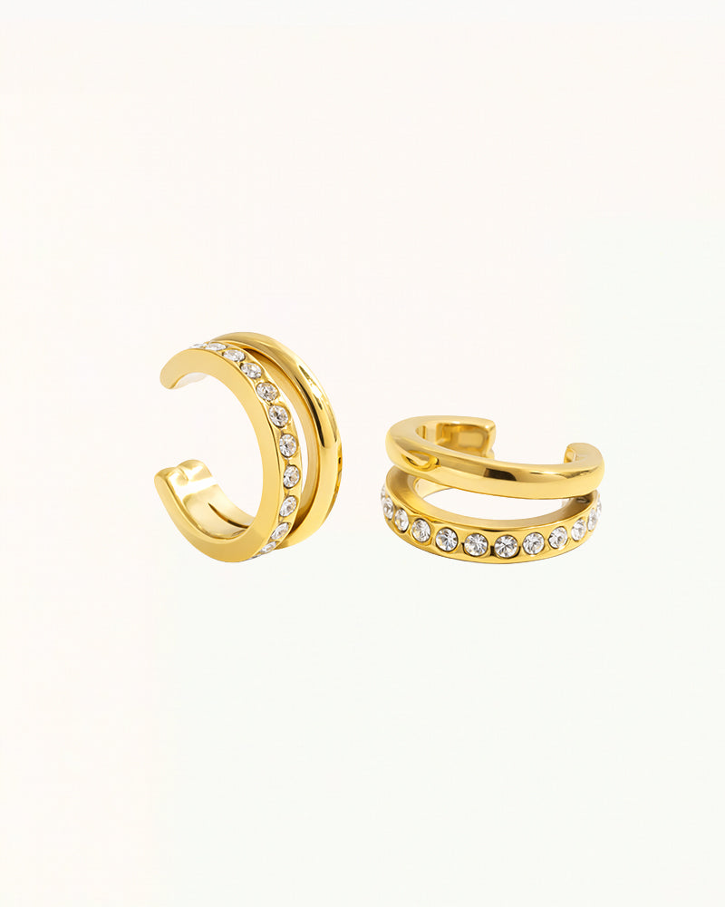 Double Ear Cuff with Round Crystals - Pilar