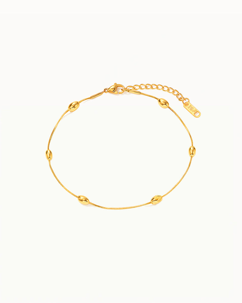 Gold Anklet with Oval Beads - Whitley