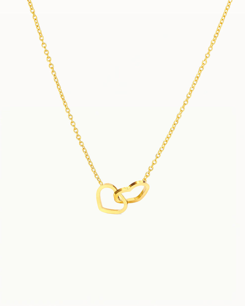 Gouden Ketting met Dubbele Hart Hanger - Aylani