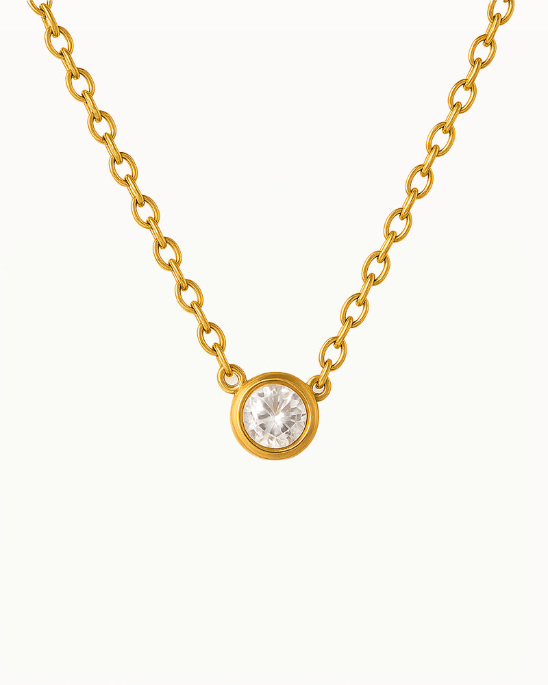 Gouden Ketting met Rond Steentje - Justina