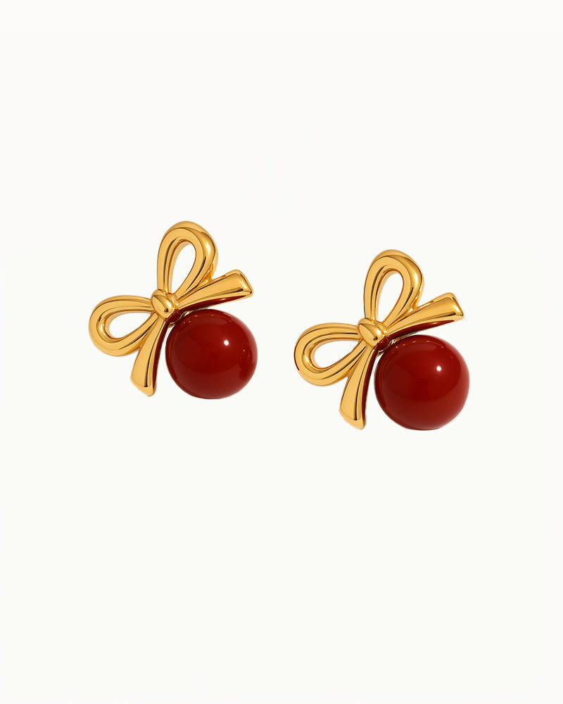 Bow-shaped Cherry Earrings - Emily