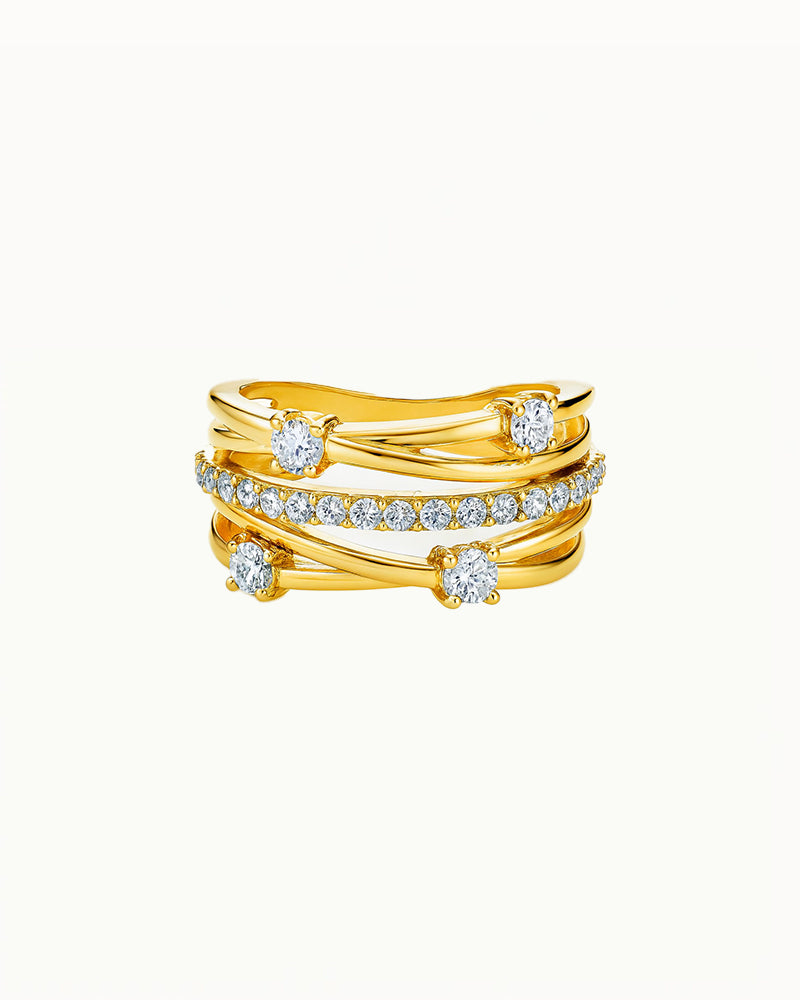 Gold Crystal Stack Ring - Lisa - R77