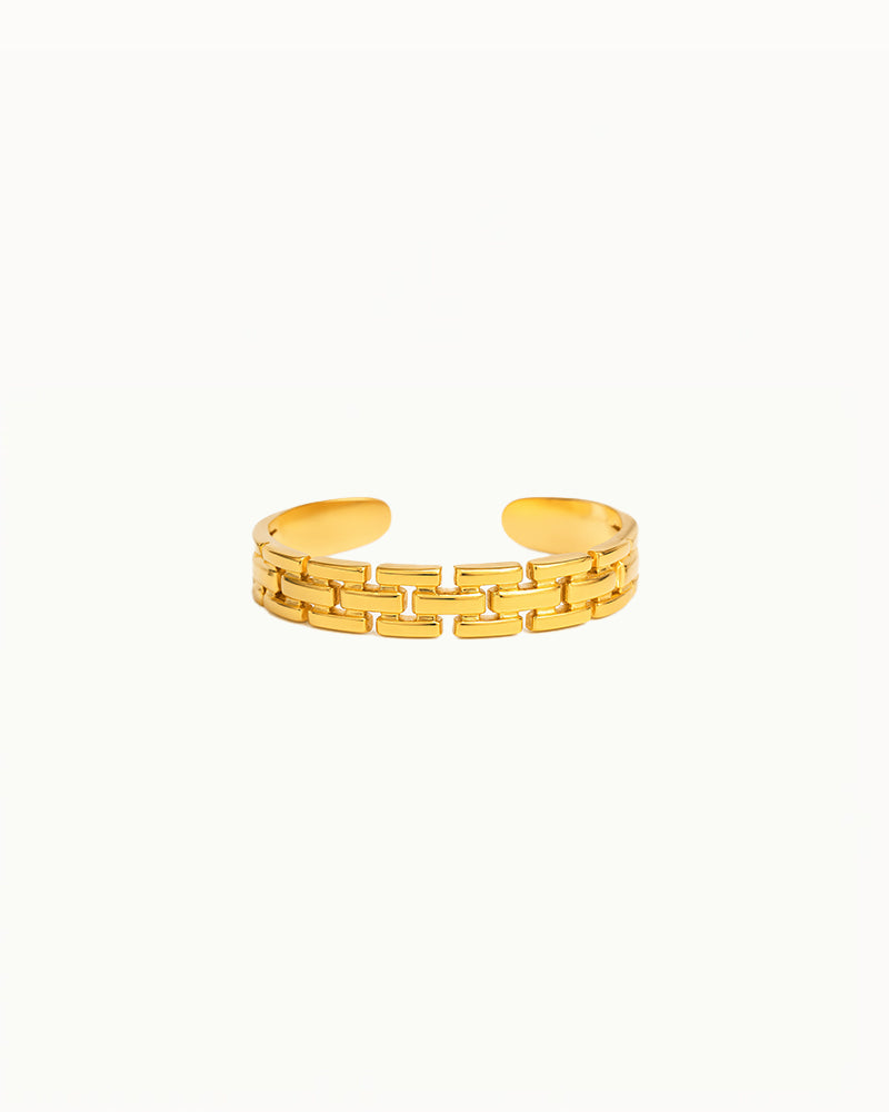 Goldener Ring mit Ziegelmuster - Verstellbar - Mikayla - R47