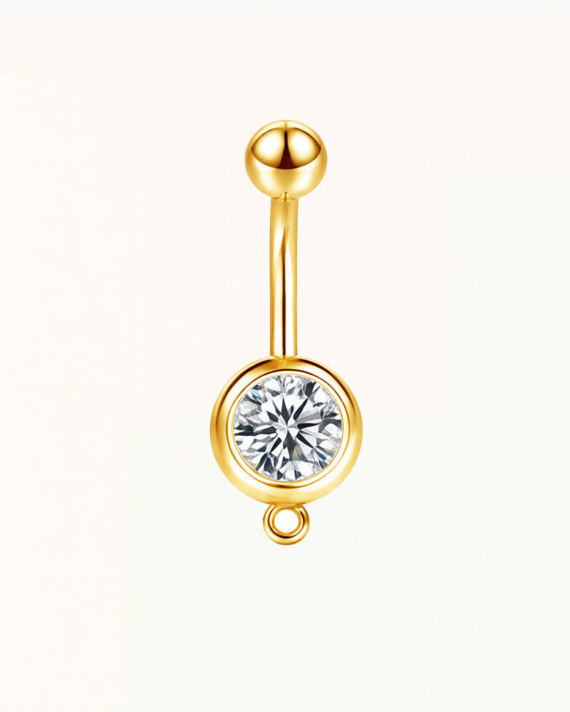 Titanium Belly Button Piercing with Crystal and Dangle Eye - Kelsey
