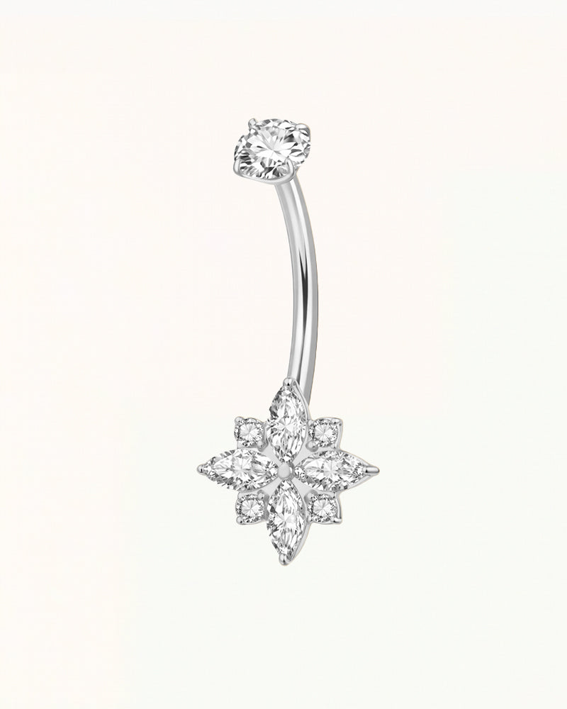 Titanium Navel Piercing with Flower-Shaped Crystal - Venus