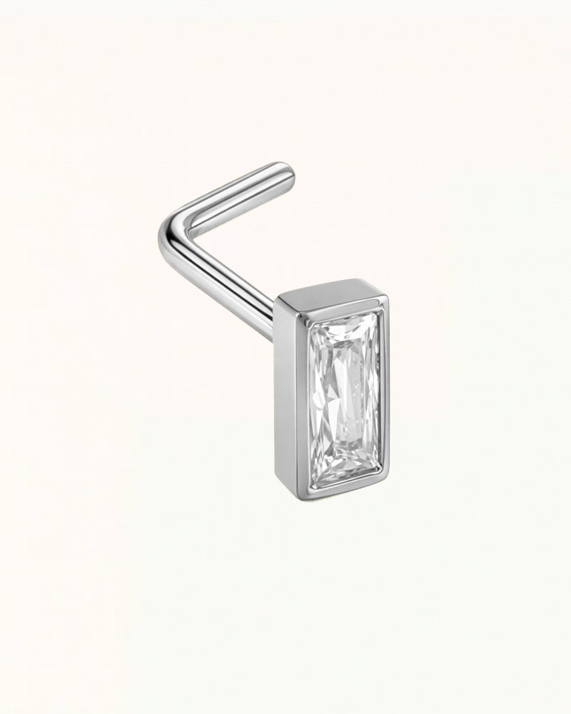 Nasenpiercing in L-Form mit rechteckigem Kristall - Thalia