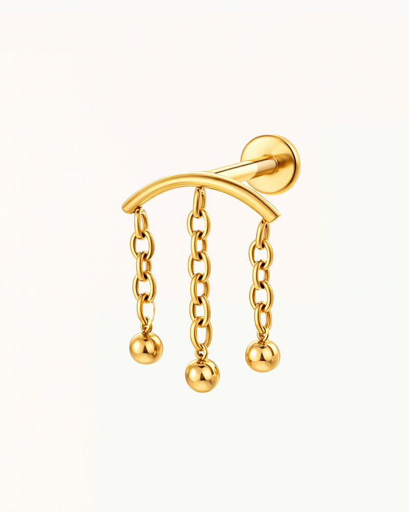 Titanium Arch-Shaped Piercing with Hanging Chains - Azra