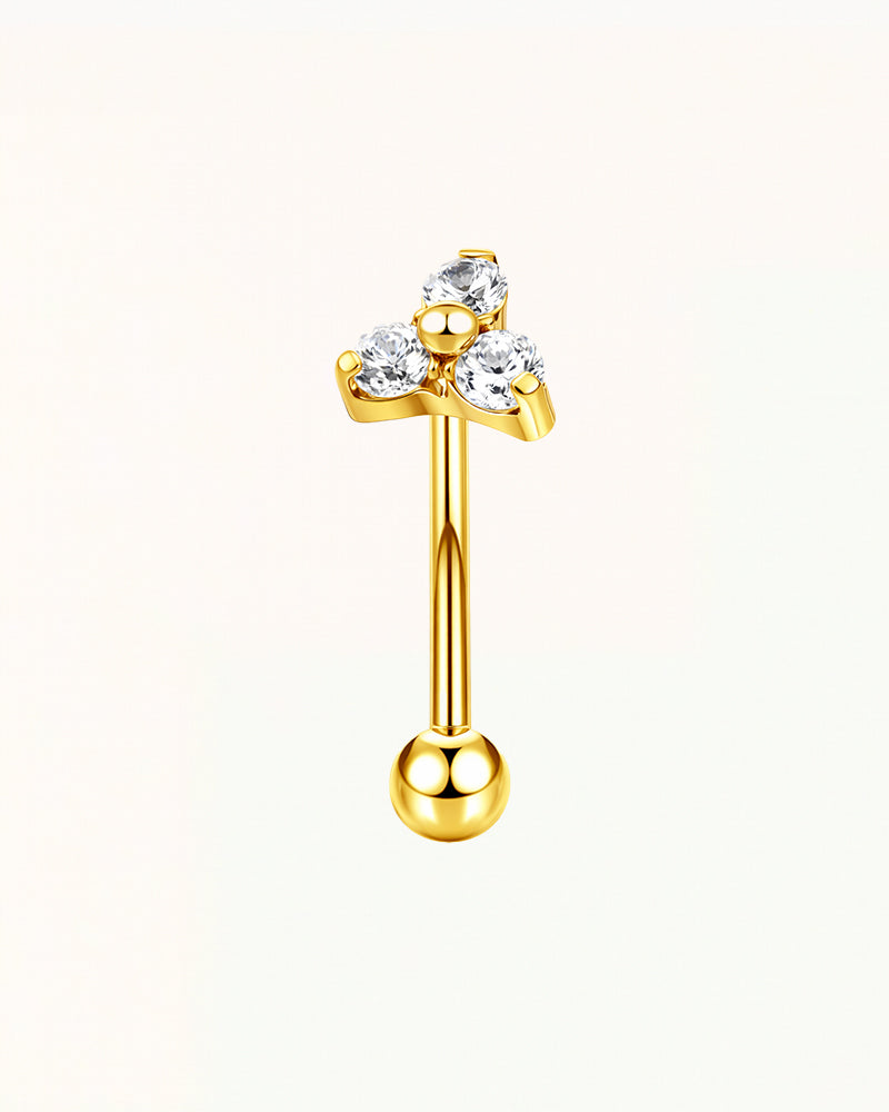 Titanium Rook Piercing with Three Stones - Caitlin