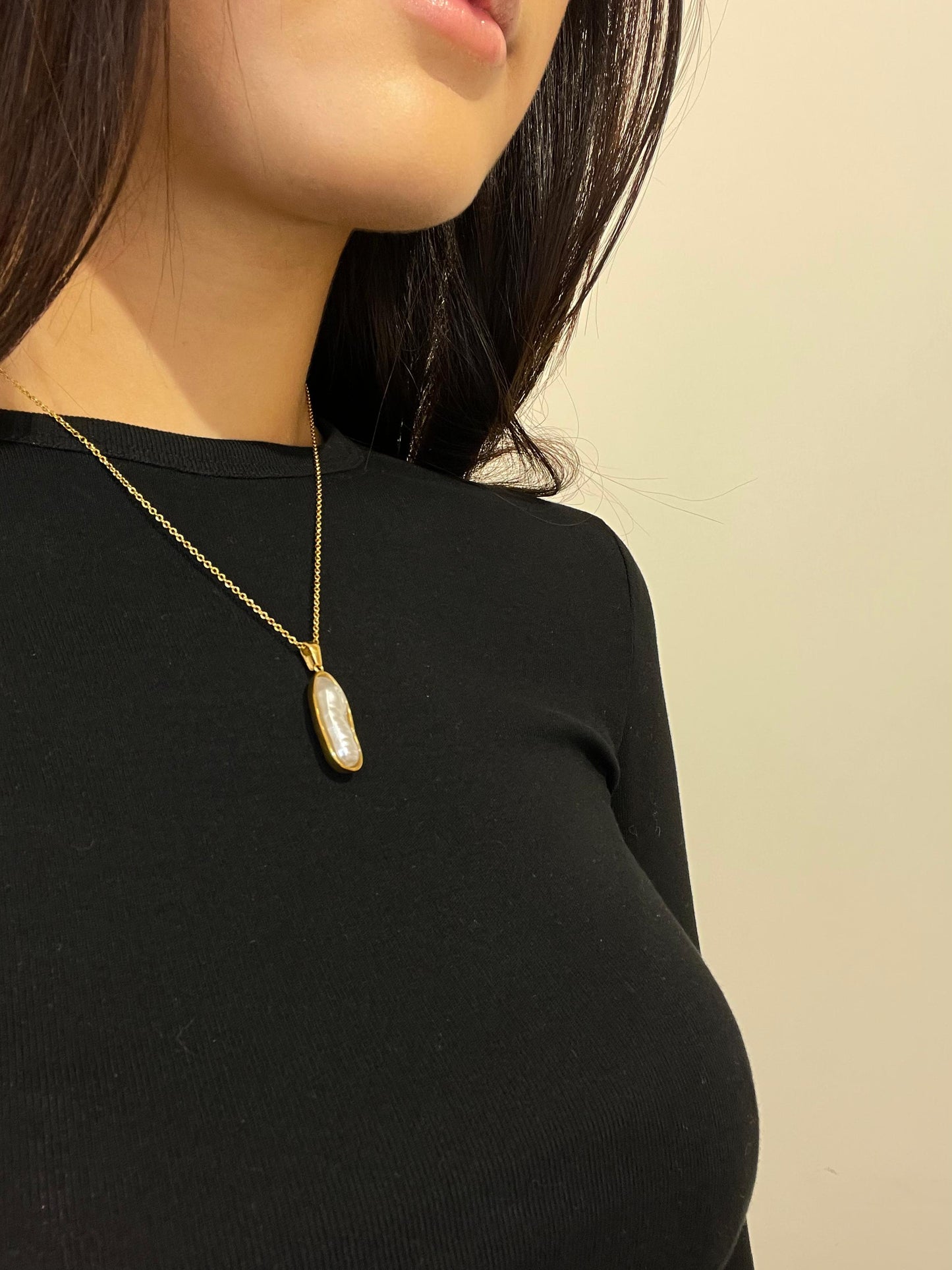 Collier en Or avec Pendentif en Pierre Naturelle Allongée - Nikki