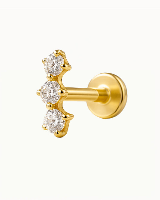 Titanpiercing mit drei Kristallen - Arabella