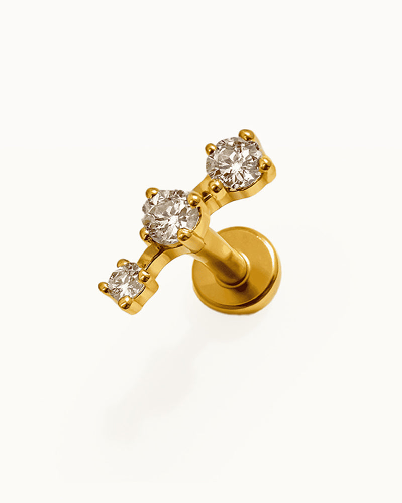 Piercing en titane Boog avec trois pierres - Aria