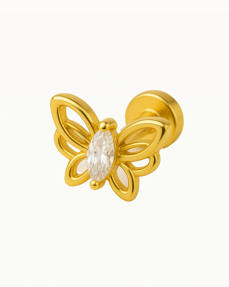 Piercing en titane Vlinder avec grand cristal - Cataleya