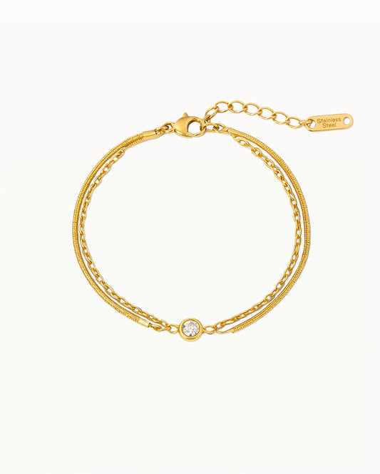 Gold Bracelet with Crystals - Elyse