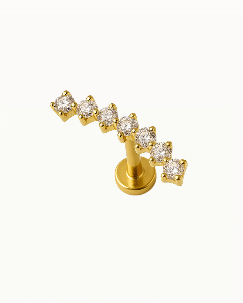 Titanium Piercing Wavy with Crystals - Ewa