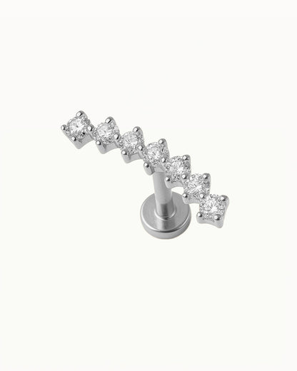 Titanium Piercing Wavy with Crystals - Ewa