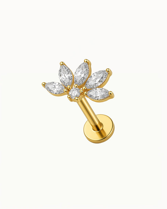 Statement-Blumenpiercing aus Titan – Gaia