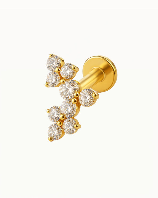 Titanpiercing mit drei Blumen - Grace