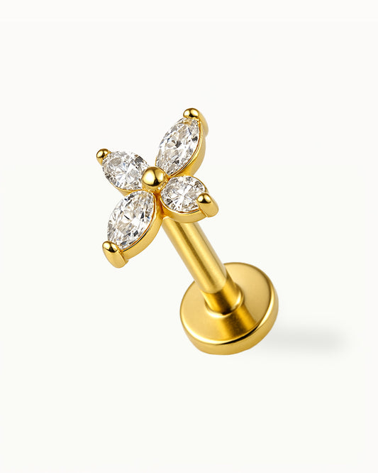 Titanium Flower Piercing with Crystals - Isla