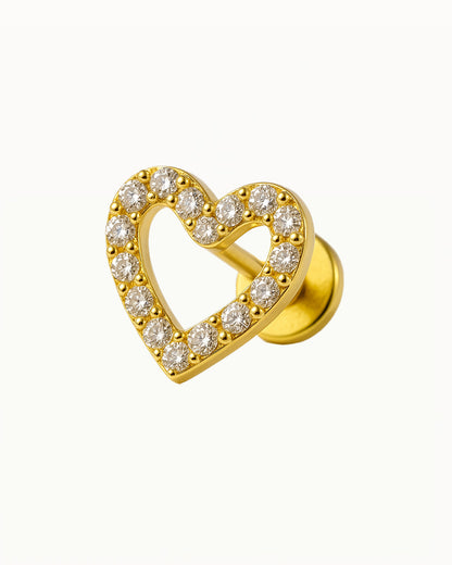 Titanium Piercing in Heart Shape with Crystals - Joanne