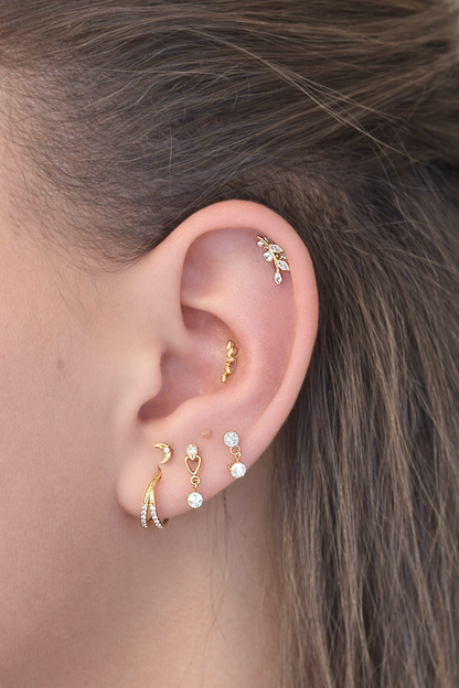 Piercing anneau double en titane avec pierres - Selma
