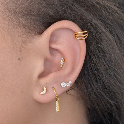 Titanium Piercing Minimalist Round Crystals - Isra