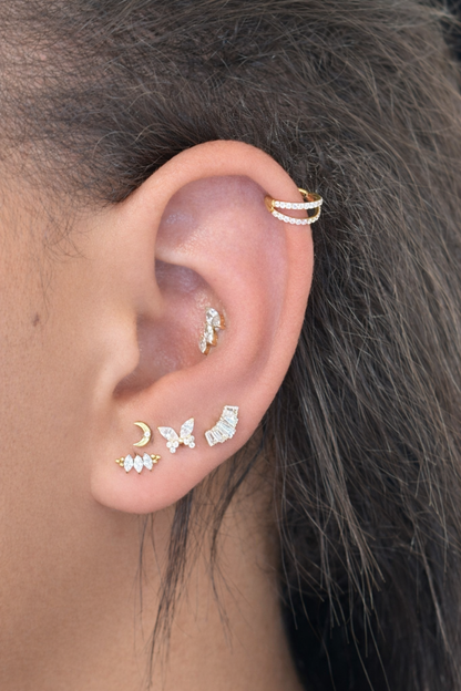 Piercing anneau double en titane avec pierres - Selma