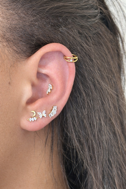 Piercing double en titane avec grande pierre - Jadie