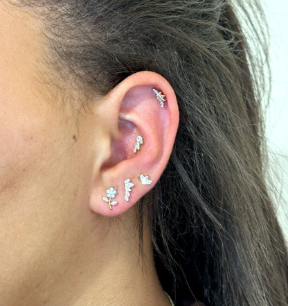Titanium Waaier Vormige Kristal Piercing - Amelie