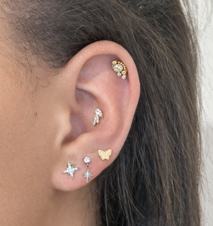 Titanium Piercing with Crystal and Hanging Star - Hazel