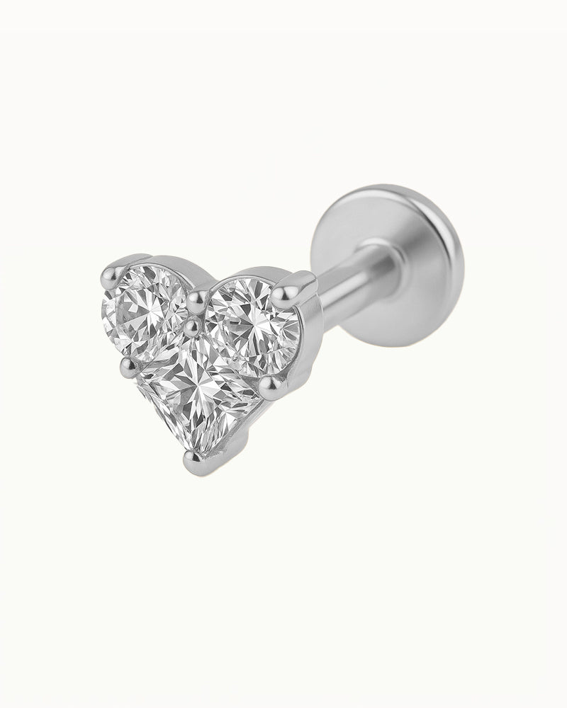 Piercing en titane Hart avec de grands cristaux - Liah