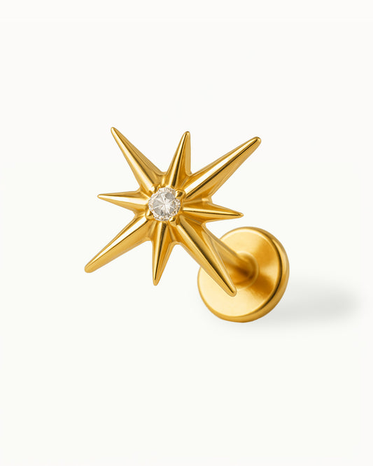 Titanpiercing mit Stern und Kristall - Margot