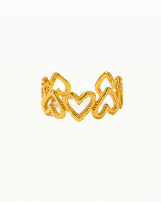 Bague en Cœur Doré - Ajustable - Melina - R56