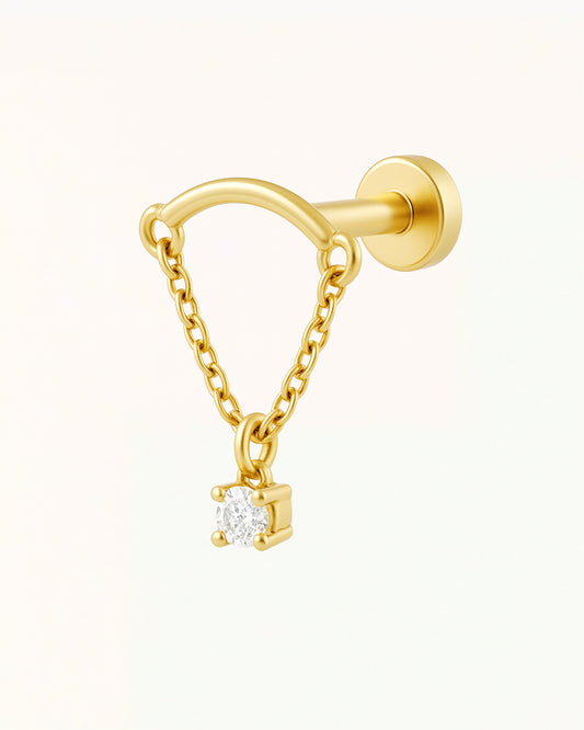 Titanium Piercing with Chain and Crystal - Nisa