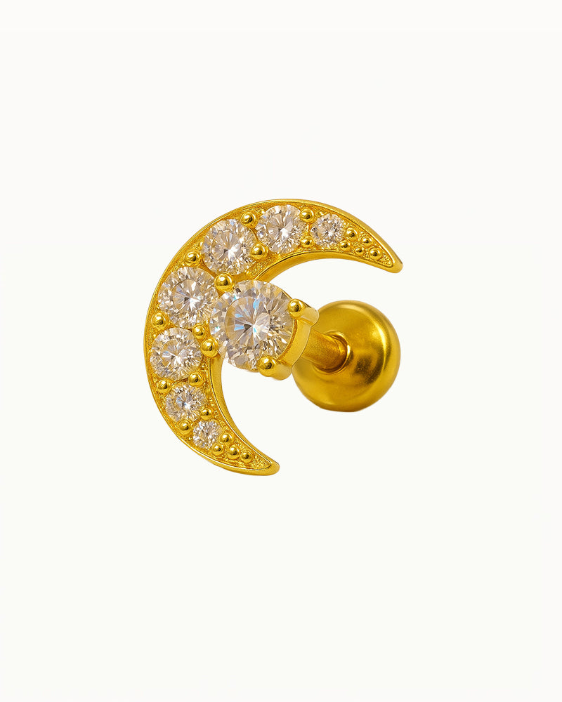 Titanium Moon Piercing in Crystals - Selin