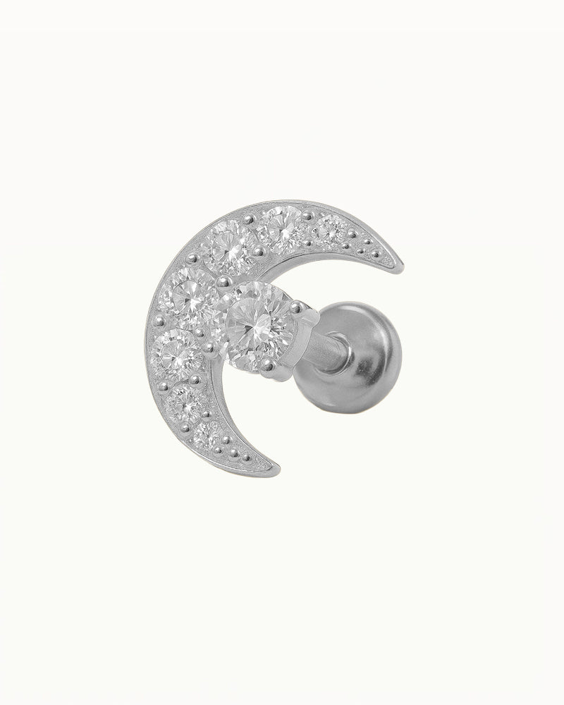 Titanium Moon Piercing in Crystals - Selin