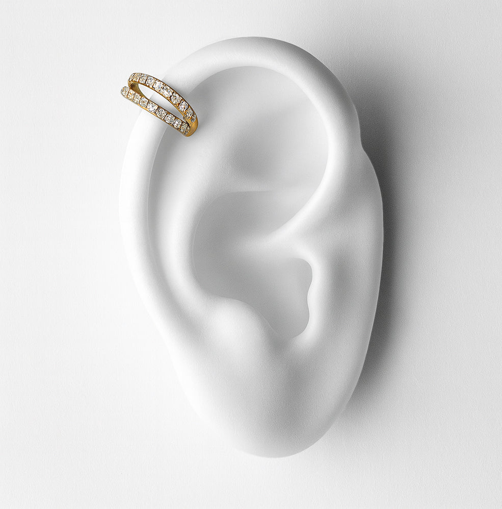 Titanium Dubbele Ring met Steentjes Piercing - Selma