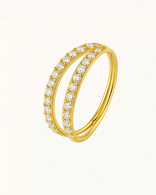 Titan Doppelring mit Steinpiercing - Selma