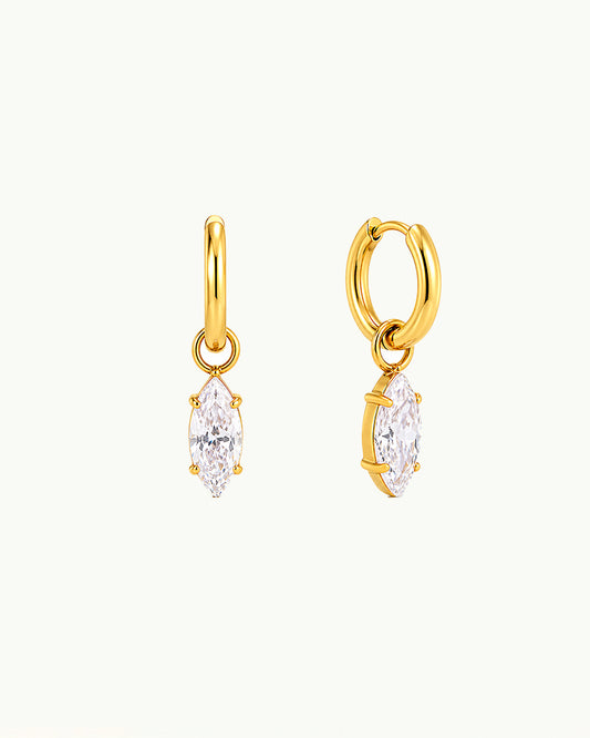 Gouden Hoop Oorbellen met Marquise Kristal - Ellemiek