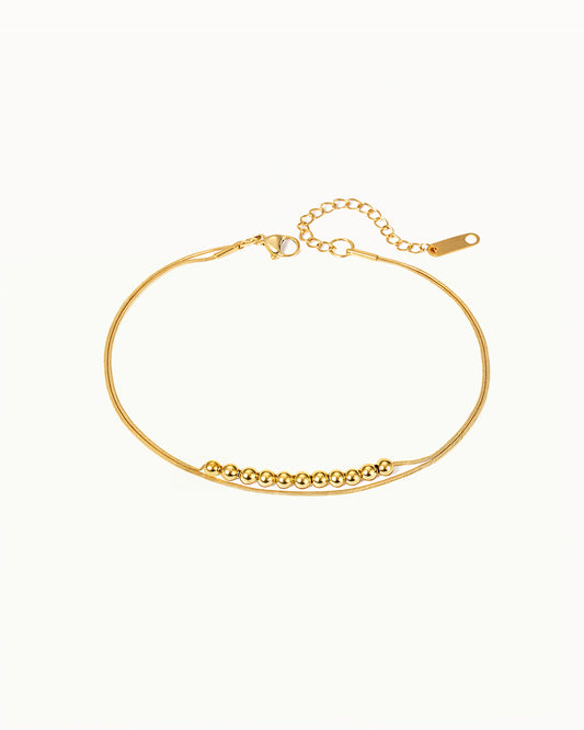 Goldfarbenes Fußkettchen mit kleinen Perlen - Chana