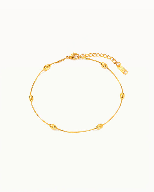 Gold Anklet with Oval Beads - Whitley