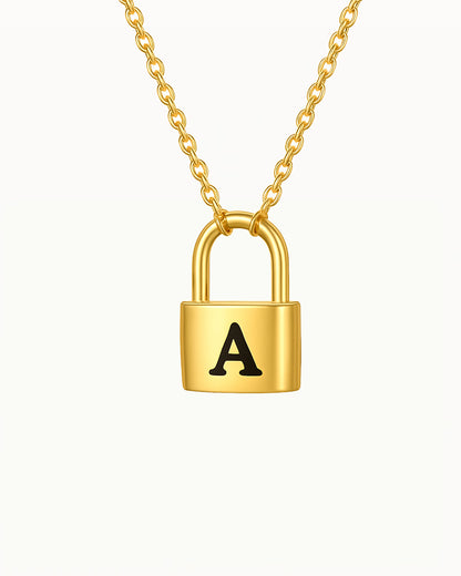 Initials Necklace with Lock Pendant