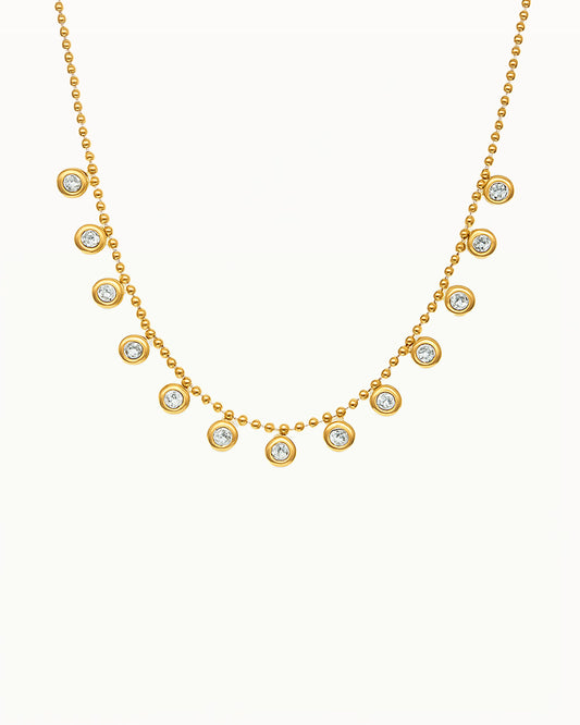 Goldfarbene Halskette mit runden Steinen - Braelyn