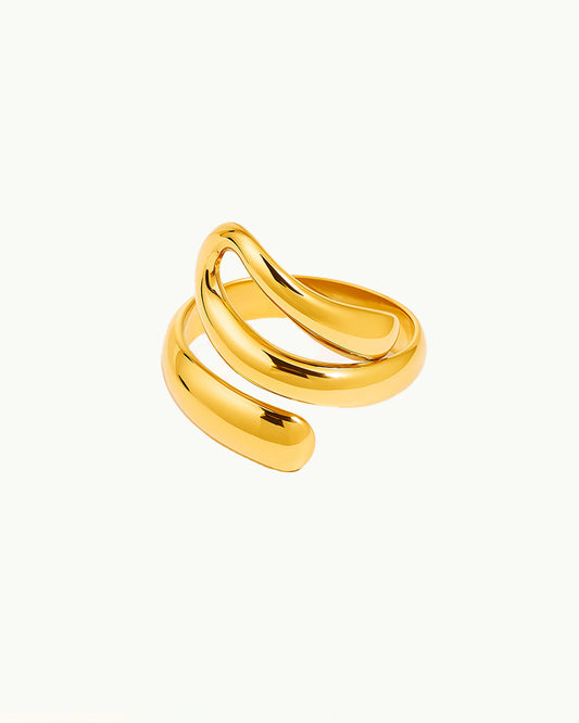 Golden Open Wavy Ring - Davina - R87