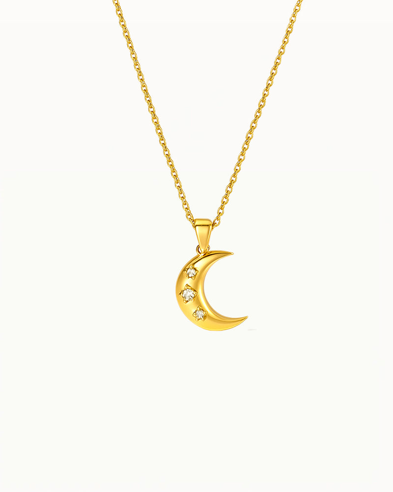 Golden Moon Necklace with Stones - Natasha